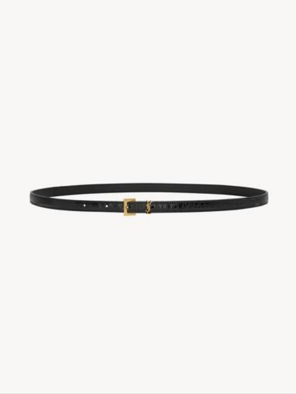 Brand New! YSL Saint Laurent CASSANDRE Thin Belt Smooth Leather BLACK Calfskin - Picture 8 of 14